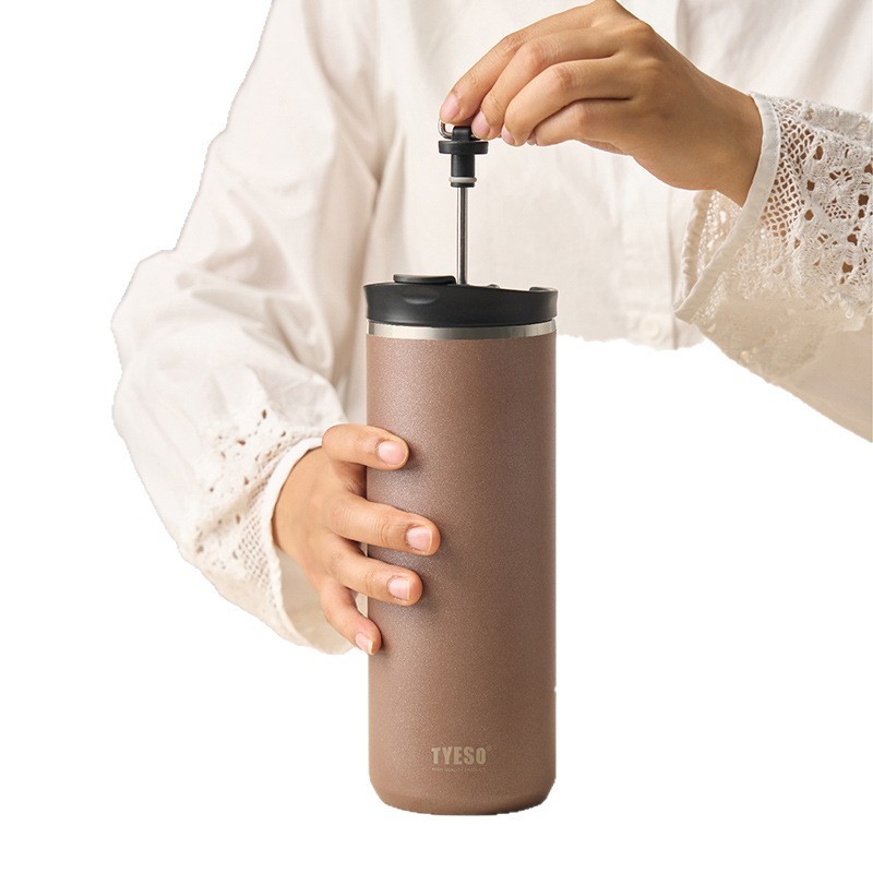 TYESO Taishuo コーヒーフレンチプレスポットポータブル屋外手淹れコーヒーカップ 304 ステンレス鋼フレンチプレス断熱カップ|undefined