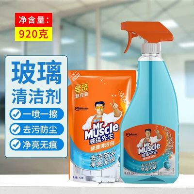 Mr. Mighty Glass Cleaner for Windows Glass agent - 500g-bottle1-bottlereplacement-420g1-bag