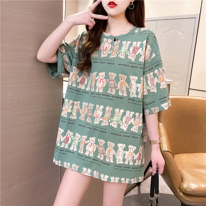 Women's round neck plus size short-sleeved T-shirt cross-border new fashion loose T-shirt Source factory wholesale Cheap top
