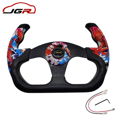 Cross-border car modification steering wheel 13inch steering wheel for go-karts, ATVs, racing games, graffiti steering wheel (Steering wheel) - jg-8989