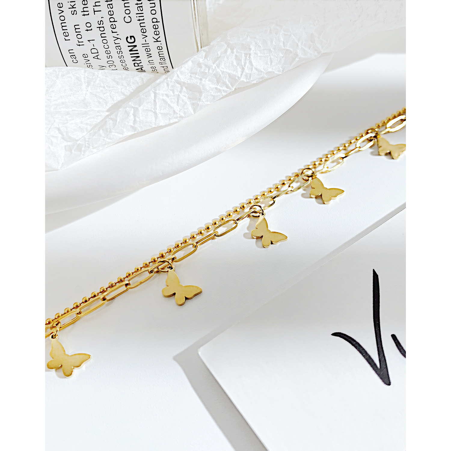 Fashion Butterfly Titanium Steel Plating No Inlaid Anklet