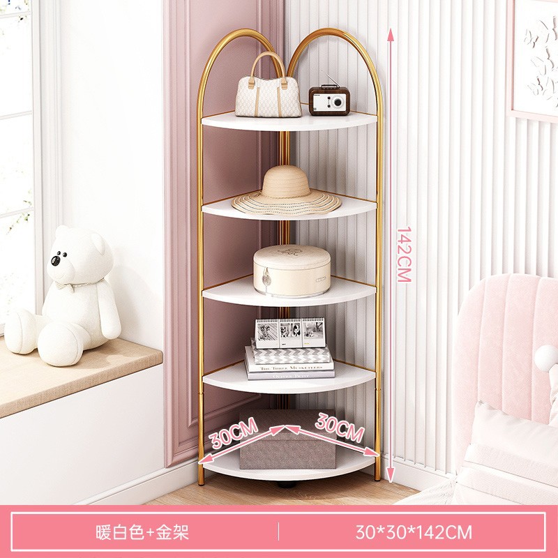 Estantería piso hogar sala de estar simple estante de almacenamiento esquina estantería integrada pared multi-capa Esquina de almacenamiento de hierro rack