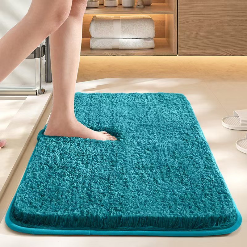 Alfombra antideslizante de baño doméstico transfronterizo alfombra de flocado de alta absorción de agua secado rápido espesado alfombra de piso de inodoro