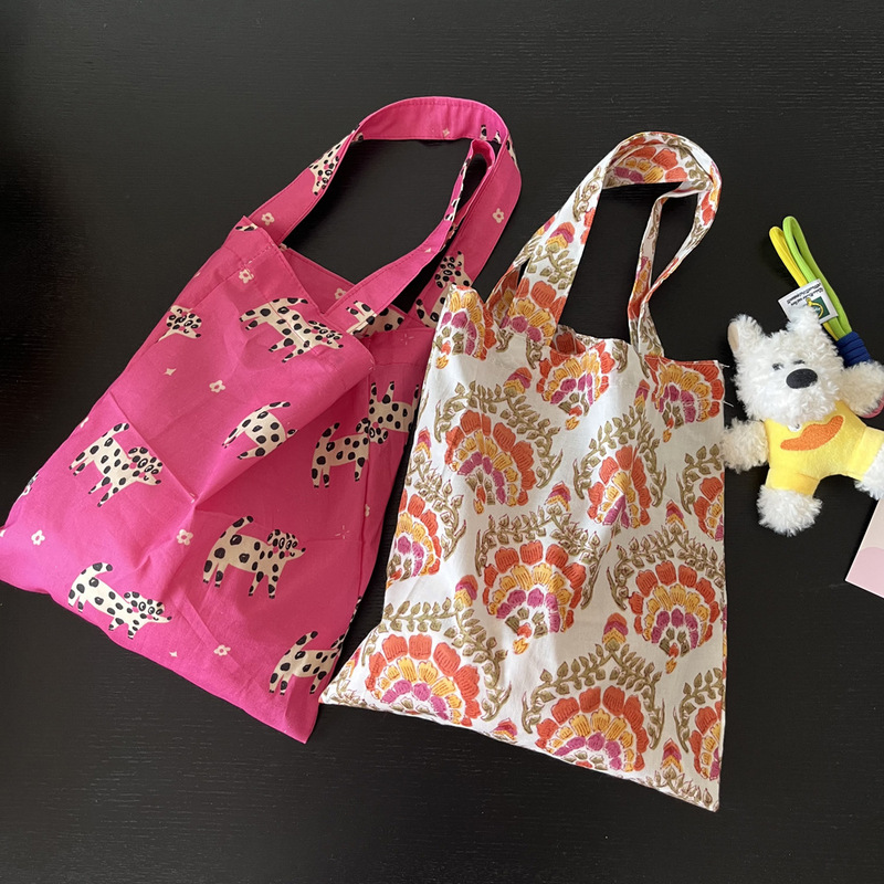 Indian-Style Fresh and Artistic Floral Bag, Thin Cotton Cloth Bag, Cute Floral Mini Handbag, Daily Use Walking Bag Indian-Style Fresh and Artistic Floral Bag, Thin Cotton Cloth Bag, Cute Floral Mini Handbag, Daily Use Walking Bag