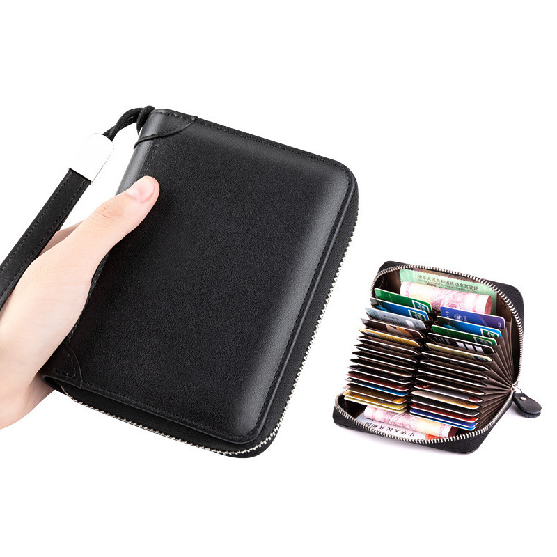 亚马逊新款男女钱包多卡槽拉链卡包多证位多容量短款漆面钱包