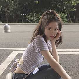 撞色条纹圆领短袖T恤女夏2026夏季新款韩版宽松学生半袖体恤上衣