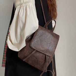 Red Riding Book Style Small Retro Brown Backpack Women's 2025 Spring and Summer New Ins Simple All-match Shoulder Bag