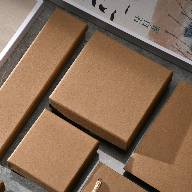 Kraft paper jewelry packaging box, necklace pendant box, bracelet ring box, gift upper and lower lid paper box wholesale