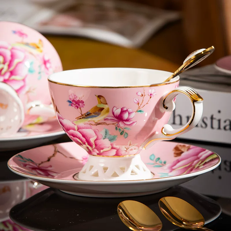 Coffee ceramic flavored tea, tea cup, fuchsia tea set, high-quality style