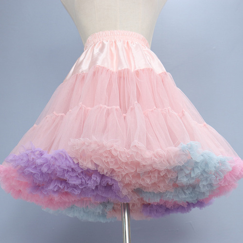 Rainbow Cloud Lolita Soft Sheer Skirt Hold Cotton Candy Half Body Skirt Colorful Bouncy Skirt Cross Border International Trade Special Supply