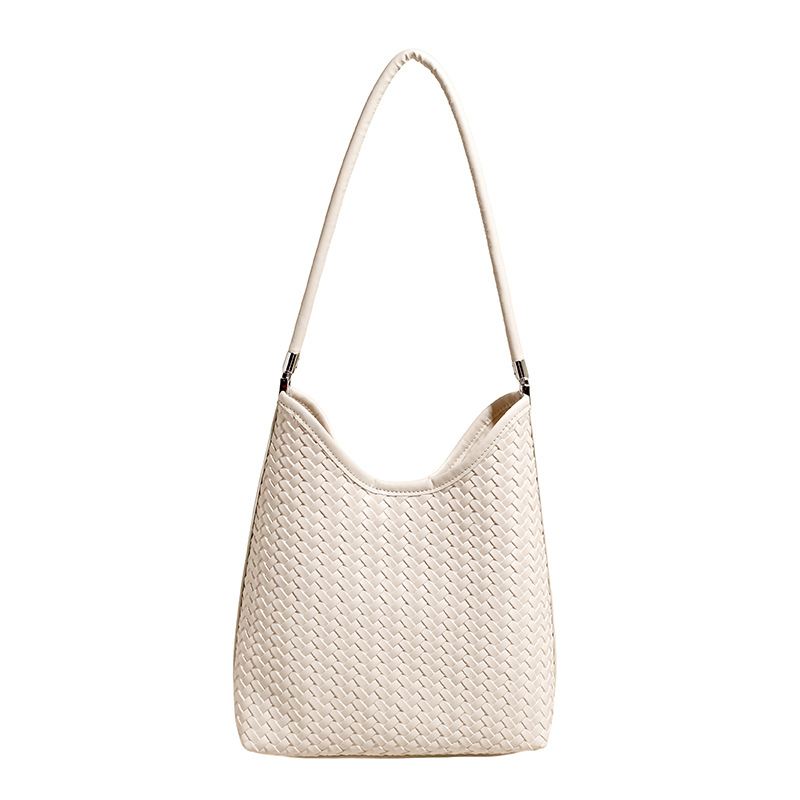 Bolso de axila retro estilo de Hong Kong 2025 verano nuevo estilo bolso femenino moda tejido patrón bolso de hombro de mujer salvaje