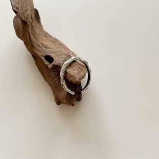 Kashite Korean-style S925 Sterling Silver Simple All-match Design Lava Folding Personality Opening Ring Ring