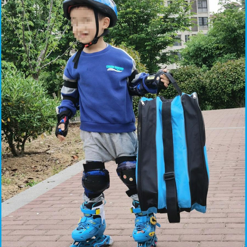 ⭐ Roller Skating Backpack Children's Roller Skates Storage Bag Three-Layer Large Capacity Waterproof Skating Roller Skates Storage Bag