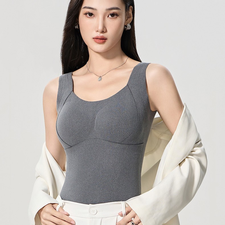 石墨烯保暖背心女士固定杯秋冬免穿文胸美背聚拢内衣8866打底上衣|undefined