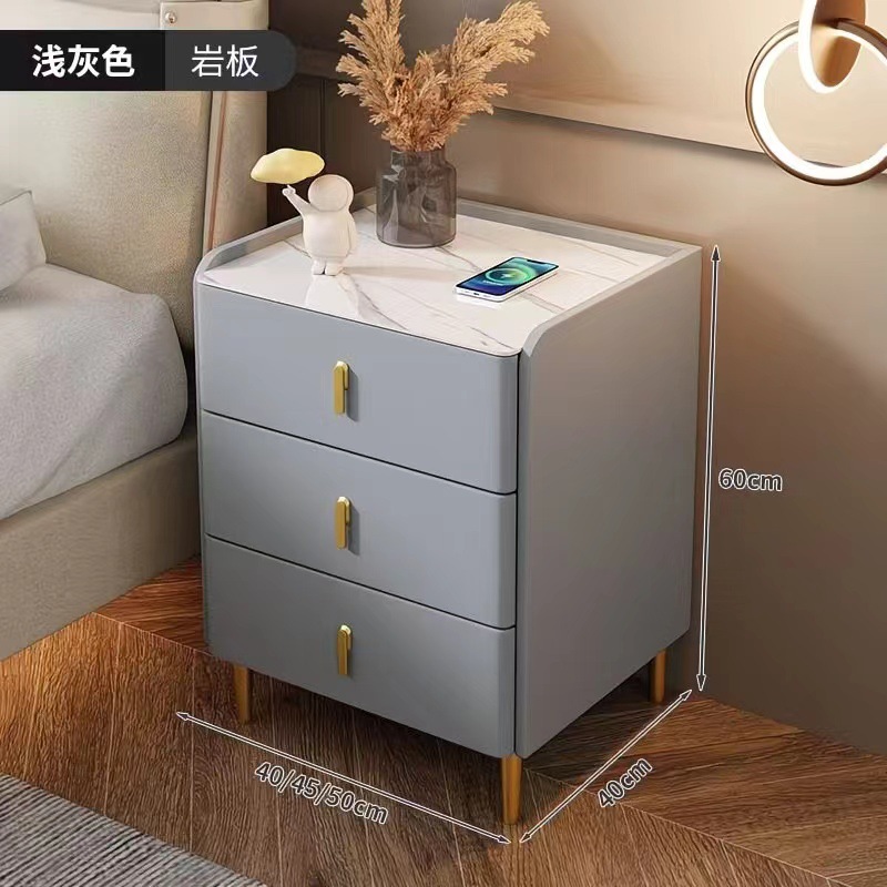 智能床头柜现代高级家用卧室床边柜轻奢多功能无线充电收纳柜