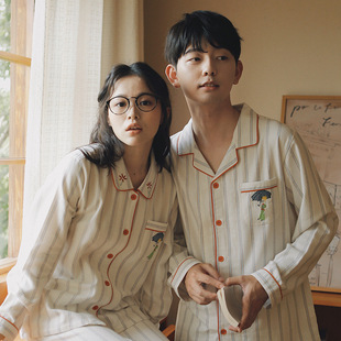 Little Prince. 77-couple pajamas men's spring and autumn cotton home wear striped high-grade cotton long sleeve suit