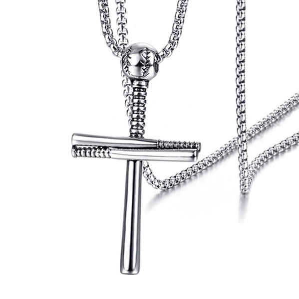 baseball necklace pearl stainless steel