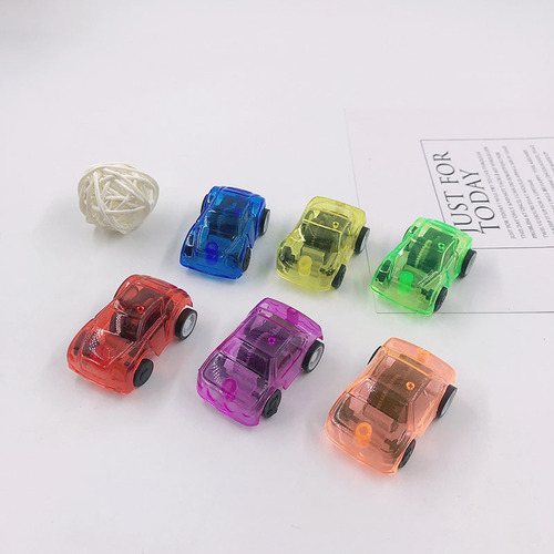 Candy color mini transparent pull-back car coasting car cartoon pull-back car gashapon small toy wholesale