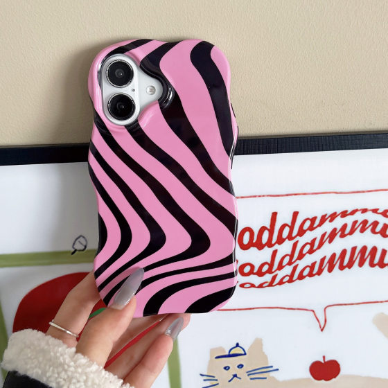 Niche Feng Shui Corrugated iPhone16pro Max Apple 15 Mobile Phone Case 13/14 Two-in-One Filin Case