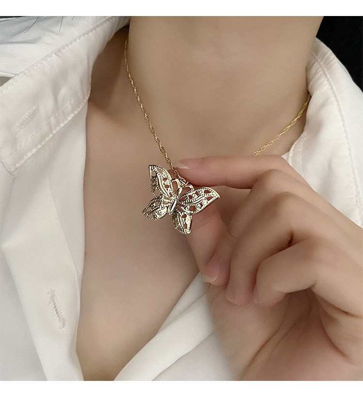 Retro Butterfly Copper Plating Pendant Necklace 1 Piece