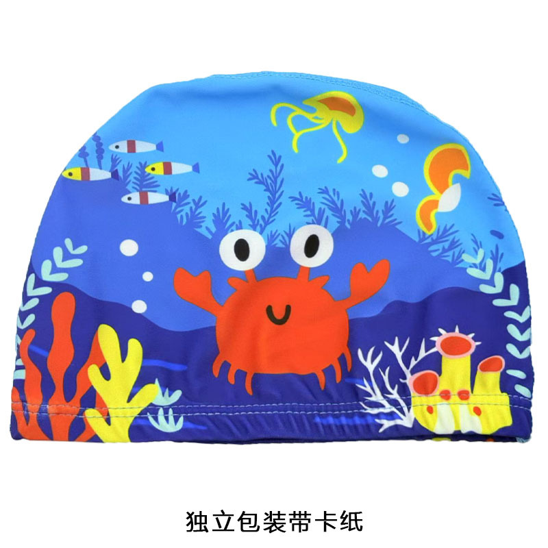 Gorro de natación al por mayor Gorro de natación de tela unisex Gorro de natación de secado rápido con estampado de aguas termales para niños adultos