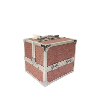 Aluminum Alloy Satchel Cosmetic Case with Powder Box Tool Box Jewelry Storage Box with Tray