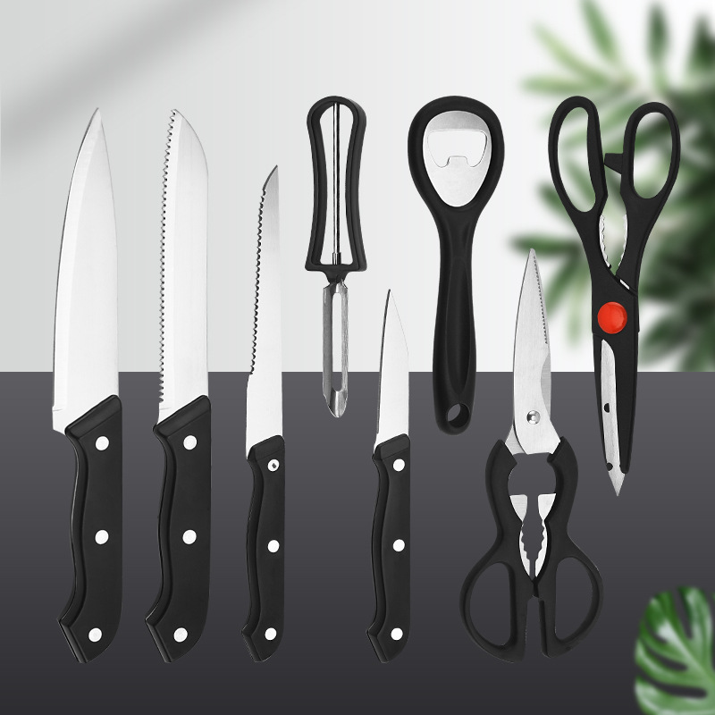 Cuchillo de acero inoxidable traje de cocina cuchillo de nueve piezas de cocina doméstica cuchillo de corte de verduras tabla de cortar utensilios de cocina combinación traje