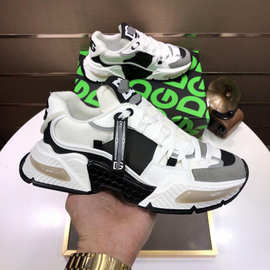 欧洲站男鞋厚底新款牛皮拼接帆布休闲鞋老爹鞋低帮鞋运动鞋潮流