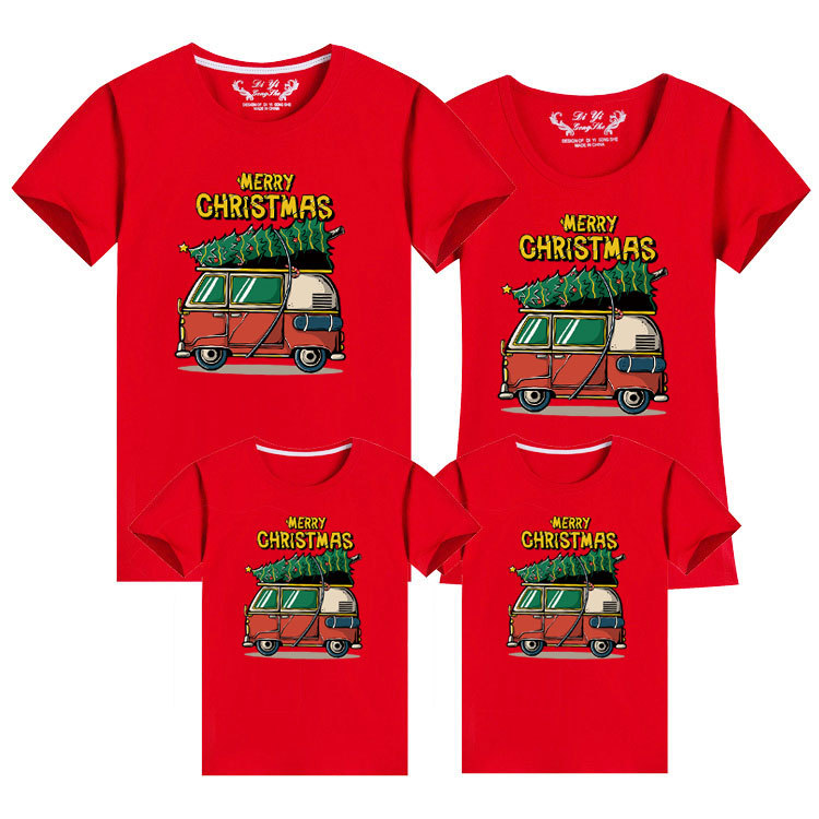 Family summer outfits, matching short-sleeved T-shirts for three or four people, mother and son, mother and daughter, Christmas event outfits, complete family T-shirts