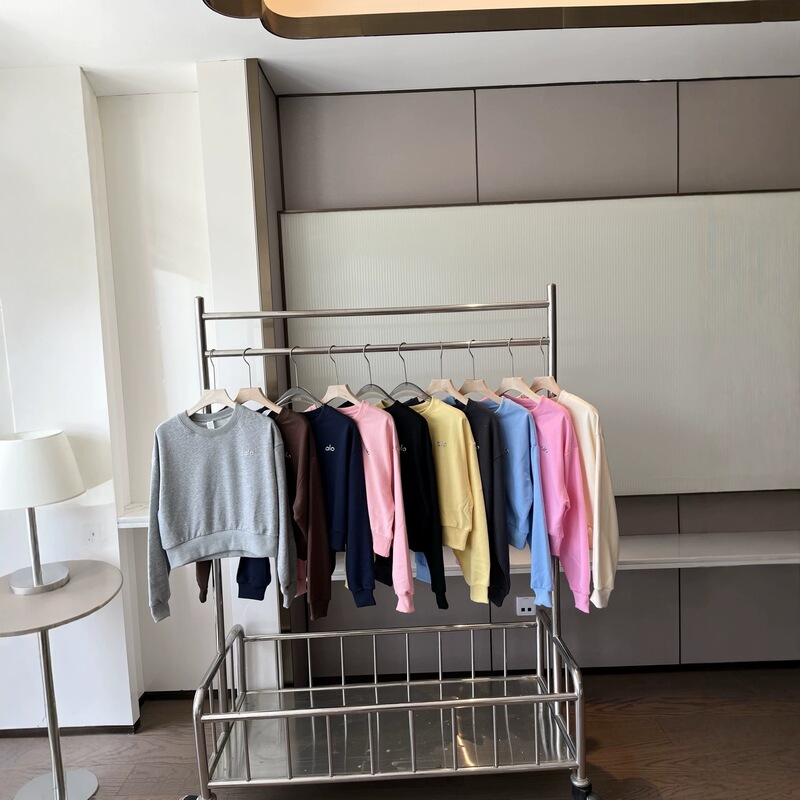 ALO Summer 26 New Style 10-Color Short Round-Neck Terry Sweatshirt Casual Versatile Loose Women's Solid Color Top In Stock ALO Summer 26 New Style 10-Color Short Round-Neck Terry Sweatshirt Casual Versatile Loose Women's Solid Color Top In Stock
