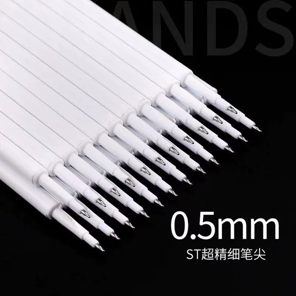 ST head press pen core transparent Rod White Rod stainless steel head gourd head press beating neutral pen core office stationery