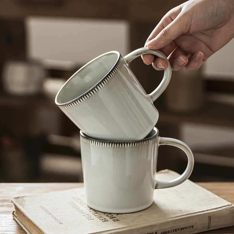 Taza de cerámica retro japonesa Taza de pareja Taza de agua casera Taza de café Taza de yogur práctica de gran capacidad