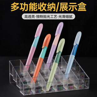 12 24 Transparent Multi-grid Display Rack Ballpoint Pen Stationery 15 Pack Pen Plastic Transparent Pen Storage Box