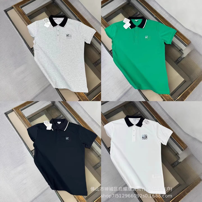 Cross-Border 26Ss Luojia 280g High-Quality Embroidered Pure Cotton Casual Fashion Polo Collar Short-Sleeve T-Shirt for Men Cross-Border 26Ss Luojia 280g High-Quality Embroidered Pure Cotton Casual Fashion Polo Collar Short-Sleeve T-Shirt for Men