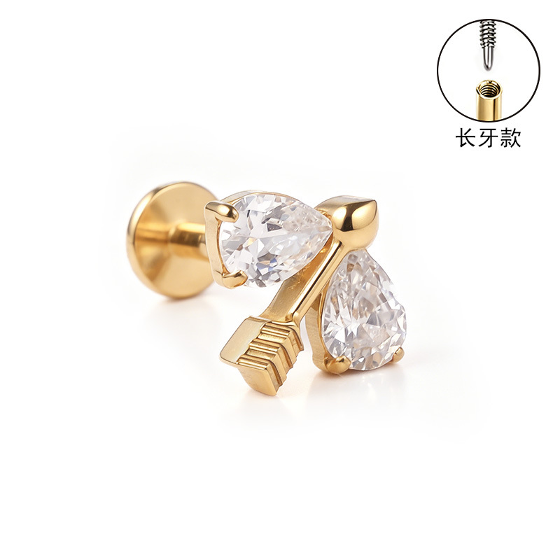 F136 Titanium Alloy Ear Studs, Finely Carved Long Tooth Ear Bone Studs, Zirconia Lip Studs, G23 Titanium Body Piercing Jewelry detail image 26