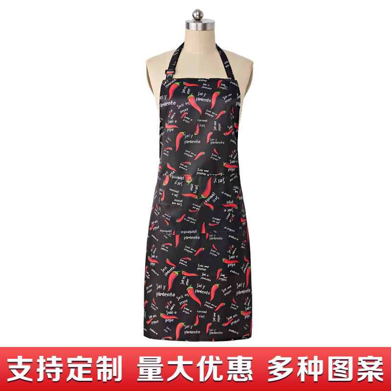 跨境厨师围裙工作服酒店餐厅制服家用厨房耐脏通用挂脖围裙
