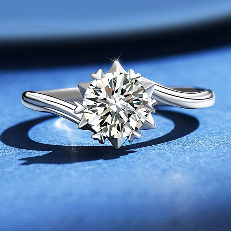 Six claw Snowflake Morsang Shinv Ring 18K Platinum Propose Diamond ring 1 Carat Diamonds Engagement Loose