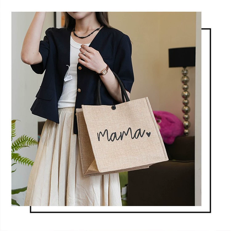 Большая сумка из мешковины для женщин 2024 модные льняные сумки для мамы для студентов простой сумка на одно плечо