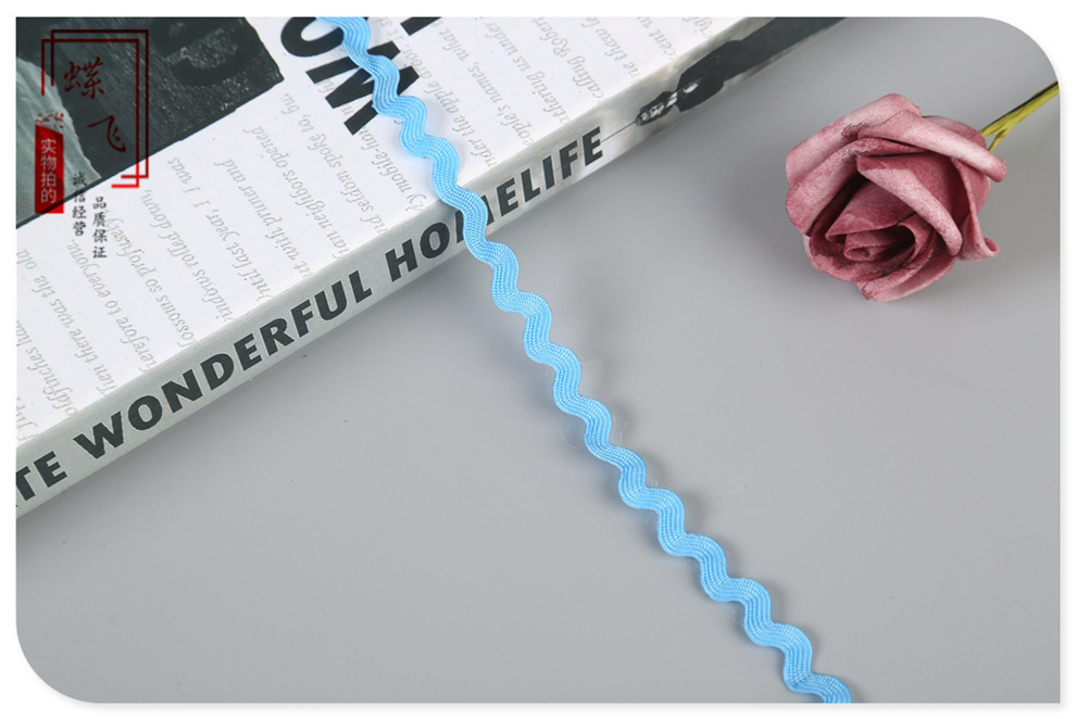 En stock suministro 5mm polipropileno marinero cinturón hecho a mano encaje accesorios onda encaje cinturón montaña carretera cinturón 0. 5cms con seda