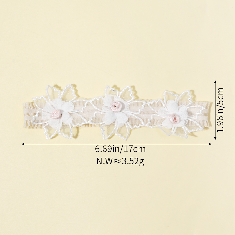 Europa e Stati Uniti transfrontalieri nuovi accessori per capelli per bambini tinta unita pizzo per bambini tre piccoli fiori fascia per capelli fascia elastica per bambini_voghion.com