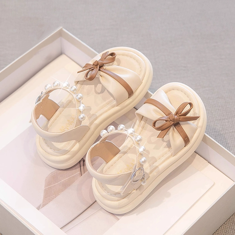Детские летние босоножки для девочек, стиль принцессы, 2025 года, мягкая подошва, популярный дизайн с бантиком