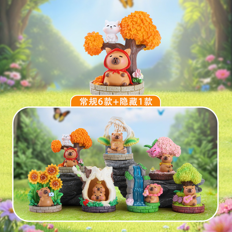 小红书同款豚门许愿农场卡通盲盒创意潮玩卡皮巴拉儿童玩具装饰品|undefined