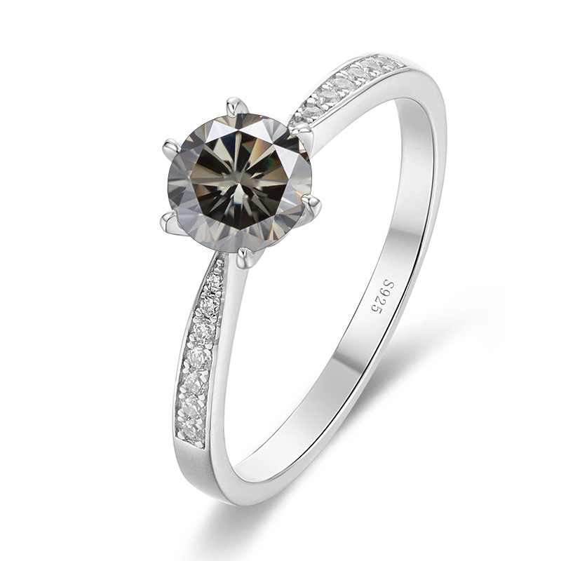 1 quilates 2 quilates de piedra de mosaico 925 plata esterlina pt950 anillo femenino con seis garras fabricantes Zhou suministro directo