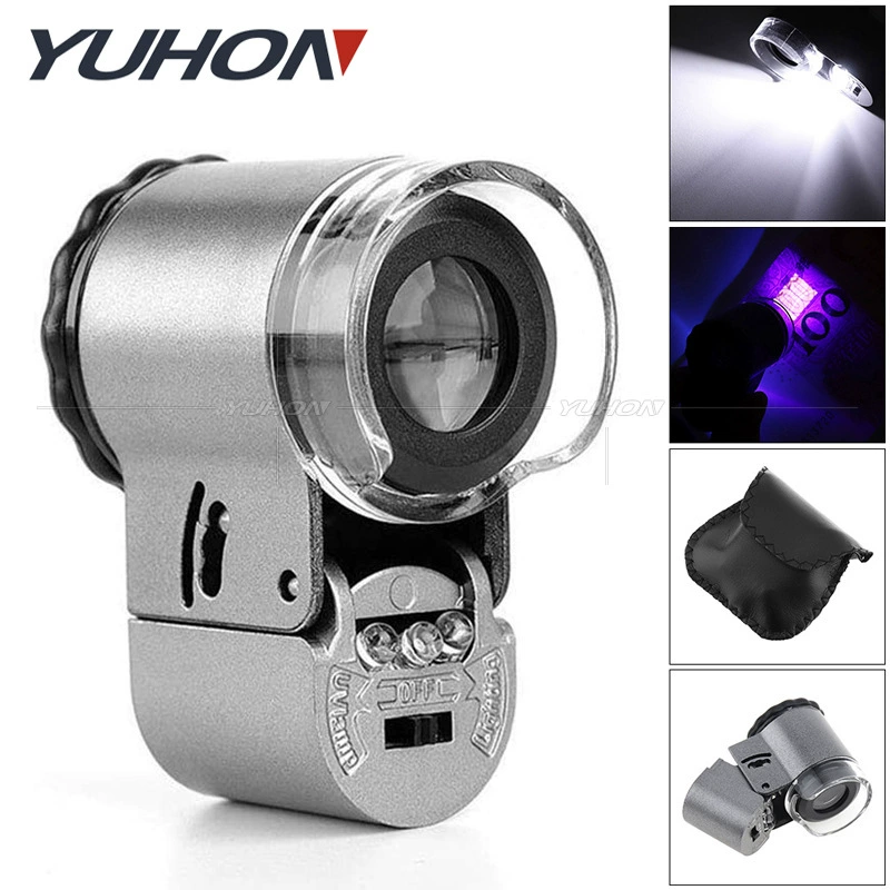 Ручной 50-кратный светодиодный детектор денег лампа большой окуляр микроскоп Ювелирные изделия антикварный нефрит Алмазная идентификация увеличительное стекло