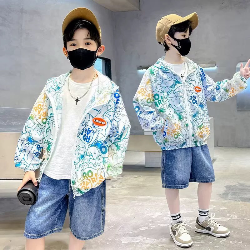 Детская одежда, солнцезащитная одежда для мальчиков, защита от ультрафиолета, новая летняя одежда 2025 года, детская солнцезащитная одежда, летняя тонкая дышащая куртка