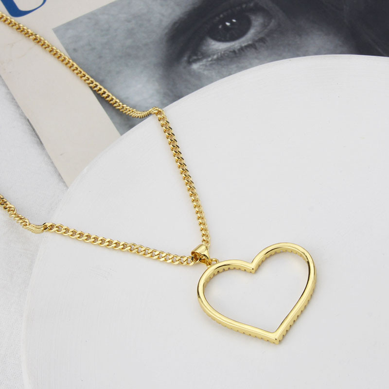 Ins Europe And America Cross Border E-commerce Inlaid Zirconium Elegant Heart Pendant  Spot Fashion Simple Necklace Sweater Chain display picture 6