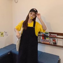 梨型身材韩系穿搭女生夏季新款黑色显瘦背带裙宽松遮胯百搭连衣裙