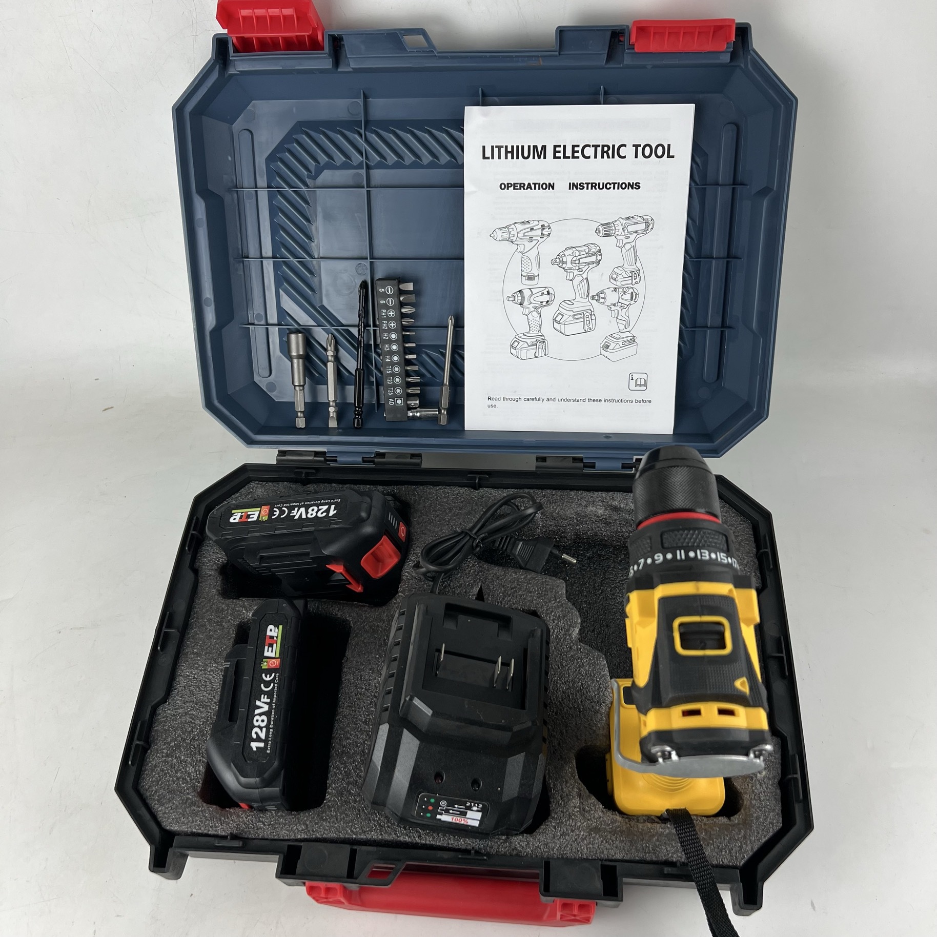 跨境外贸家用多功能手电钻充电无线手枪钻起子机便携式冲击钻套装