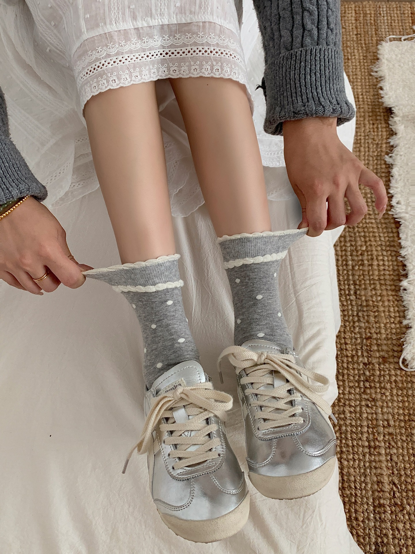 60g Weight Socks Classification Socks Lingerie Type Cotton Fabric Type A Pair Quantity Daily Occasion Polka Dots Pattern Spring, Autumn Season Women's Gender Elegant Style Elegant Women's Polka Dots Cotton Crew Socks A Pair 5