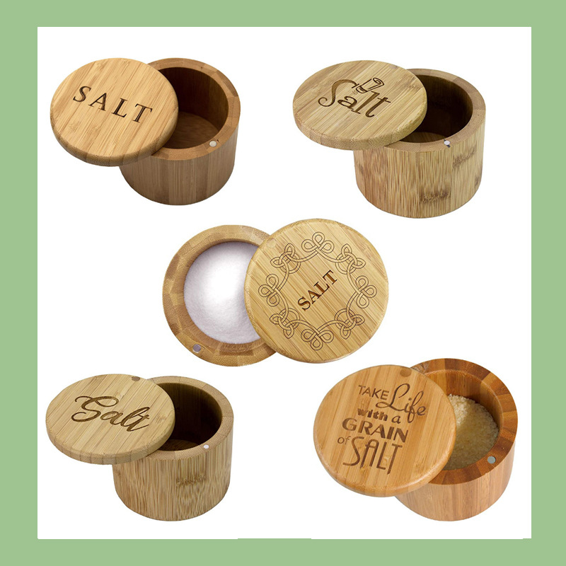 Amazon bambú sal tarro cocina suministros condimento tarro botella láser cruz-frontera giratoria condimento tarro especia rack